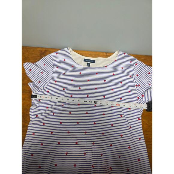 Karen Scott Striped Heart Print Top Plus Size 1X SoftGirl NormCore Casual Work - Picture 7 of 8